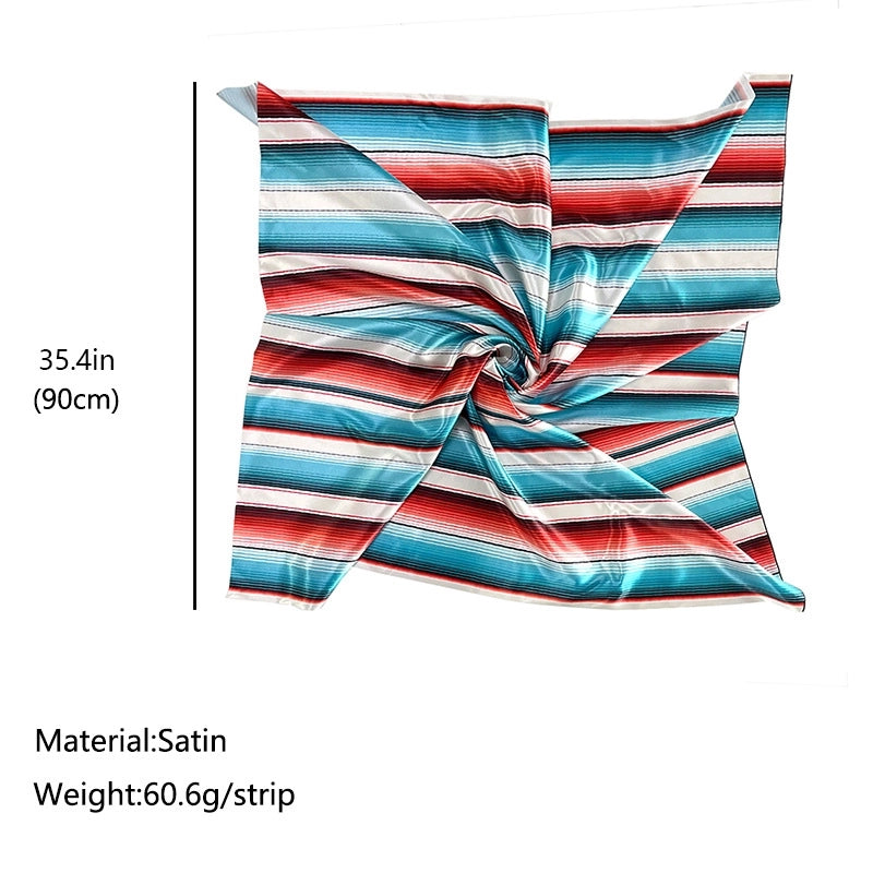 Women's Fashion Stripe Satin Printing Silk Scarves