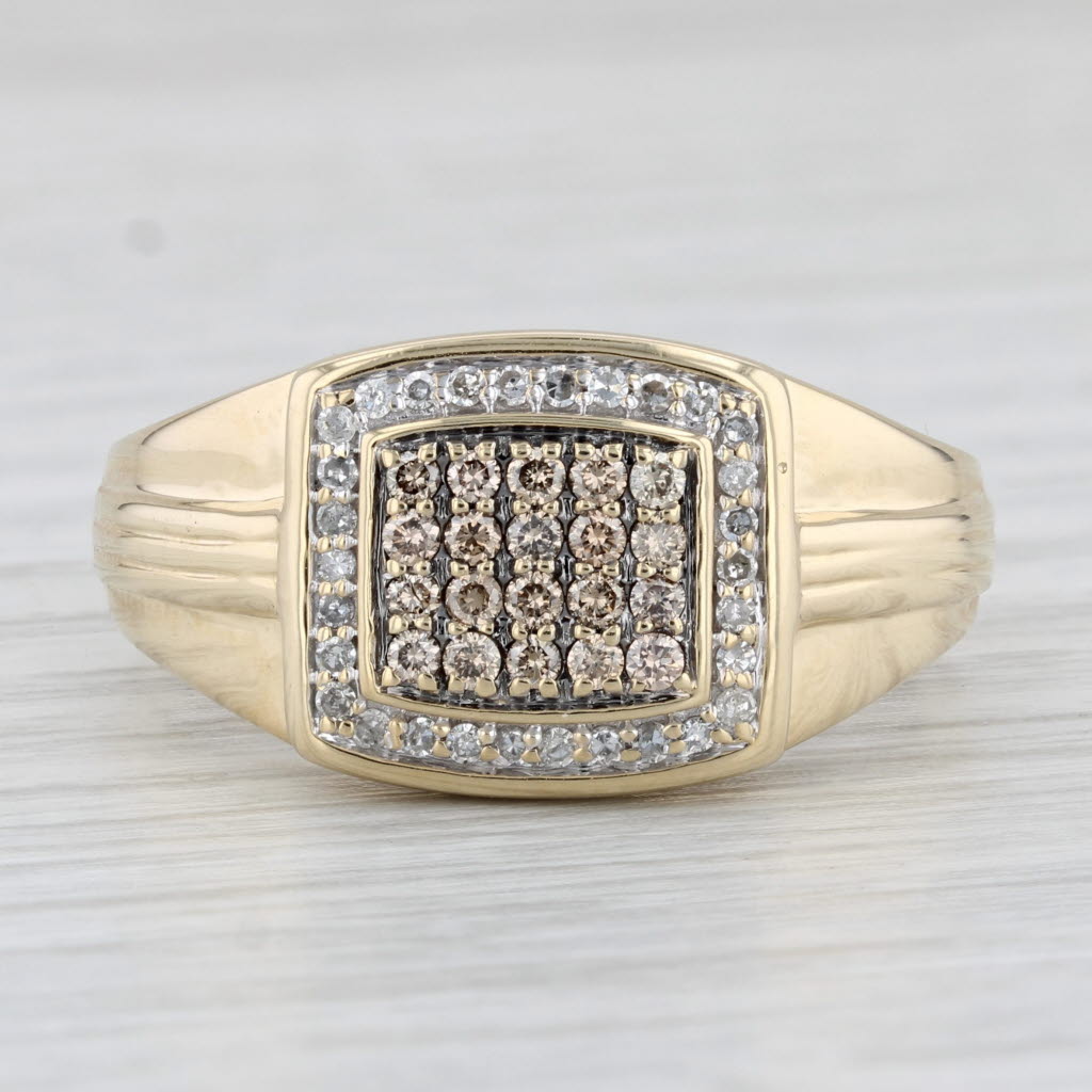 0.47ctw Diamond Cluster Men's Ring 10k Yellow Gold Size 12.5