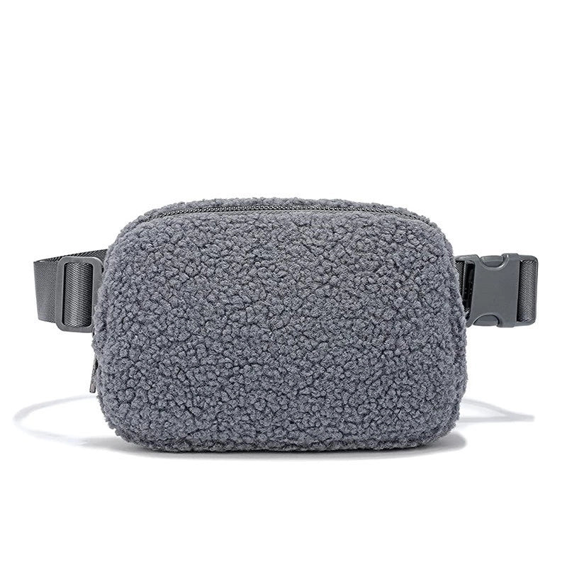 Winter Lambswool Waist Bag Sports Chest Bag Messenger Bag Outdoor Sports Bag Unisex Versatile