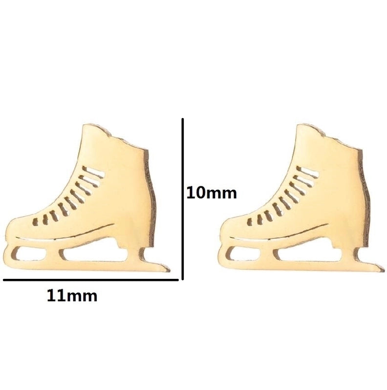 Minimalist Letter Skates Ball Stainless Steel Plating Hollow Out Ear Studs 1 Pair