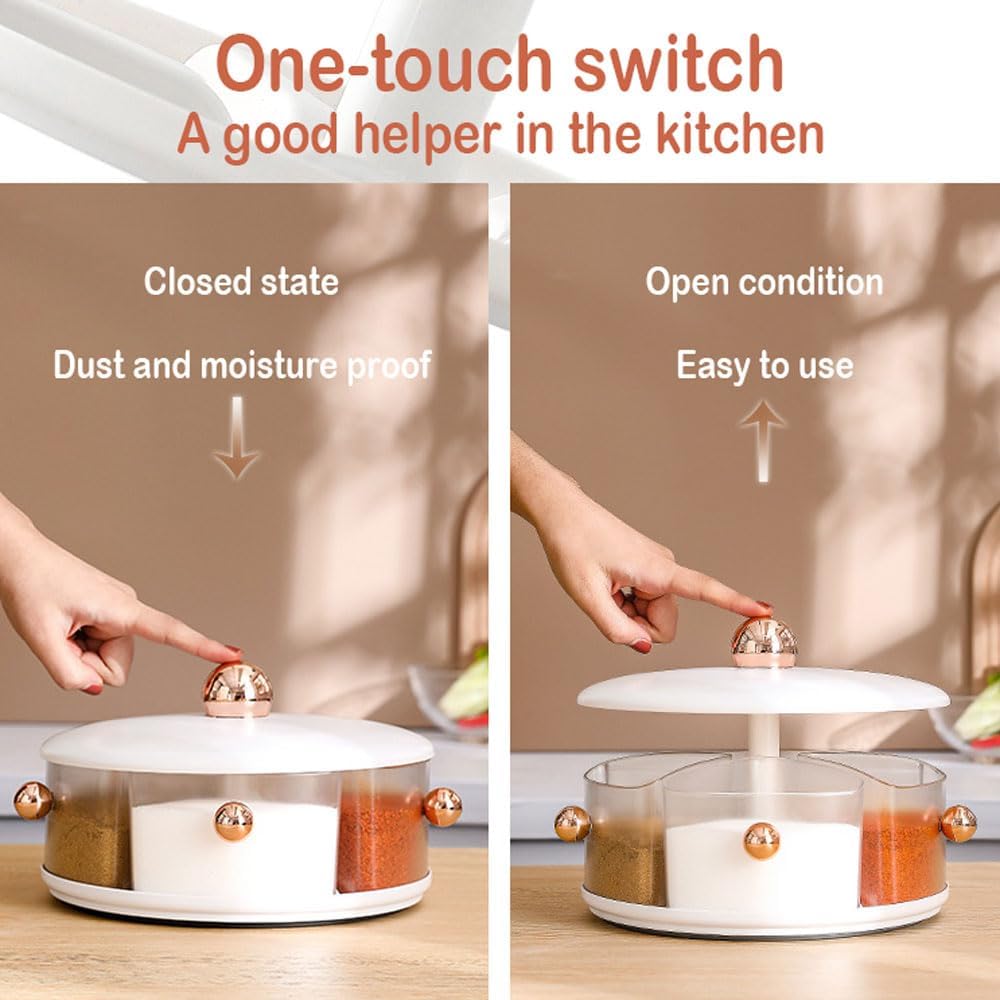 Kitchen Multifunctional Spice Dispenser. 360° Rotating Large Capacity Spice Seasoning Box