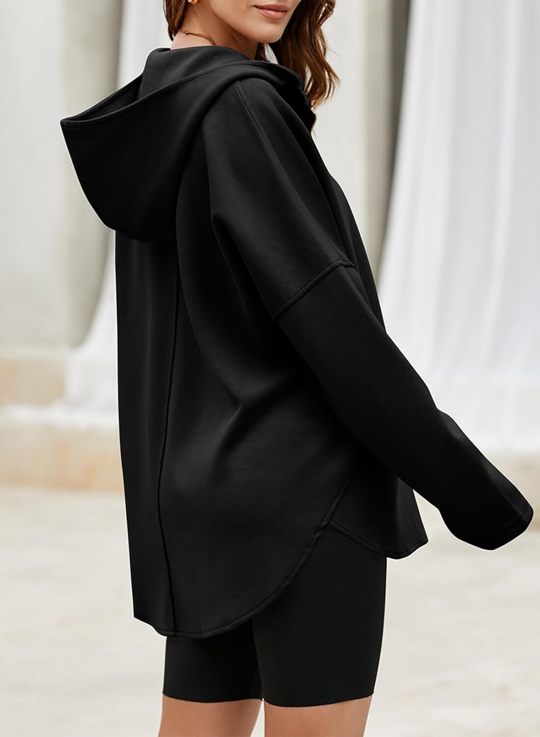 FINAL SALE⚡5 Packs for $25.95⚡- Women's Oversized Hoodies Casual Long Sleeve Half Zipper Pocket Sweatshirt Pullover Tops