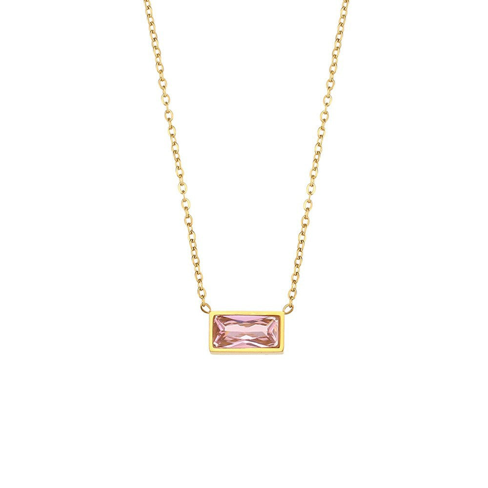 Fashion Quadrilateral Round Geometric Stainless Steel 18K Gold Plated Necklaces