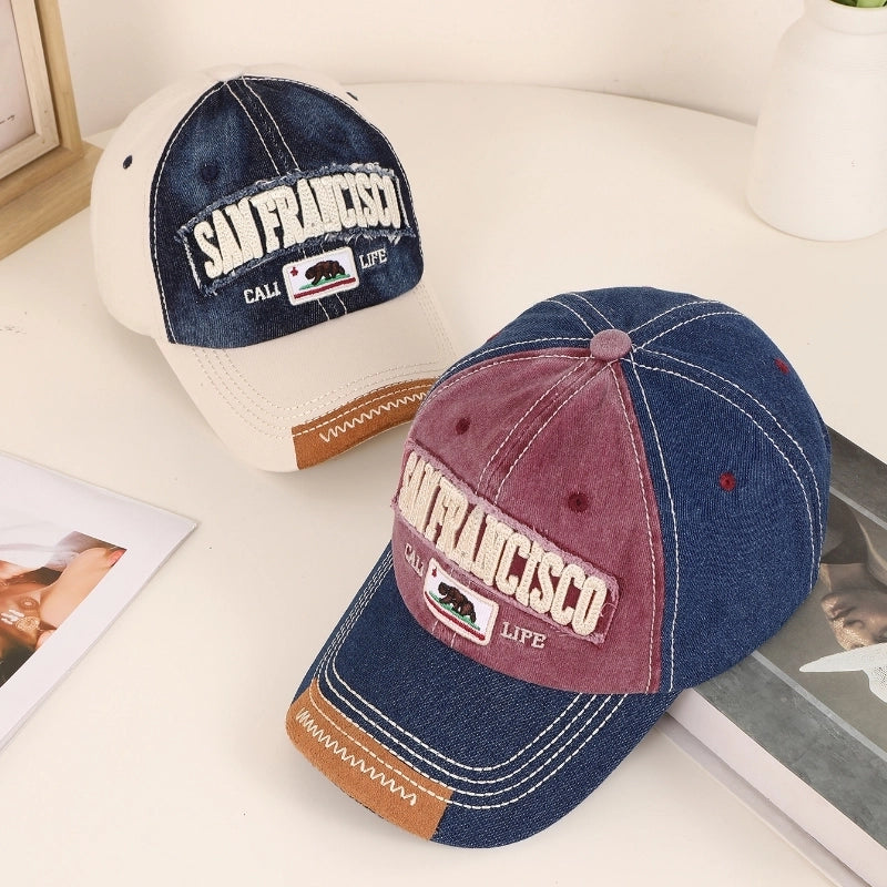 Adults Casual Embroidery Commute Letter Color Block Embroidery Curved Eaves Baseball Cap