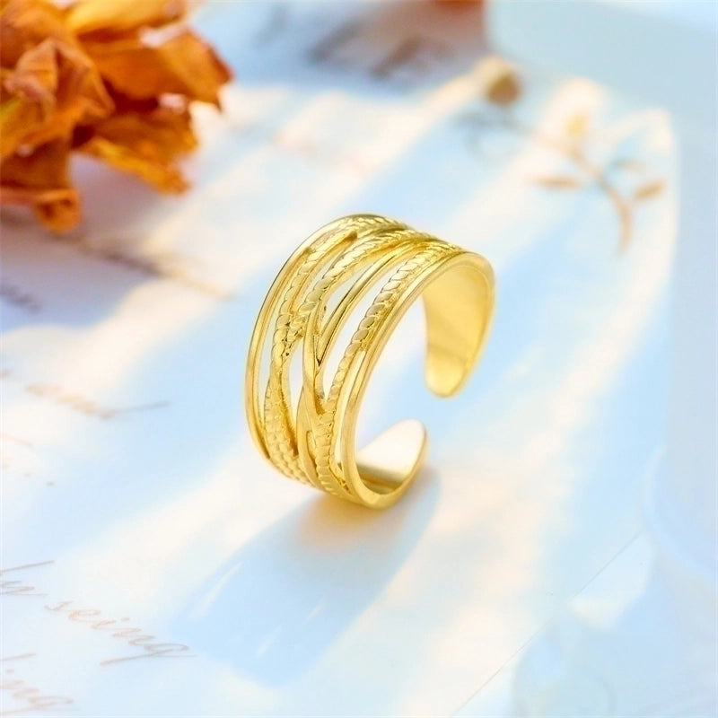 Basic Cross Star 304 Stainless Steel 18K Gold Plated Gold Plated Stainless Steel Rings