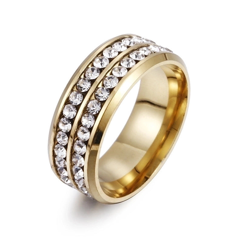 Fashion Geometric 201 Stainless Steel Artificial Gemstones Gold Plated