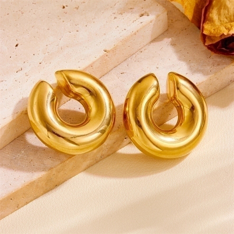 1 Pair Minimalist Classic Style C Shape U Shape Plating Titanium Steel Titanium Steel 18K Gold Plated Ear Cuffs
