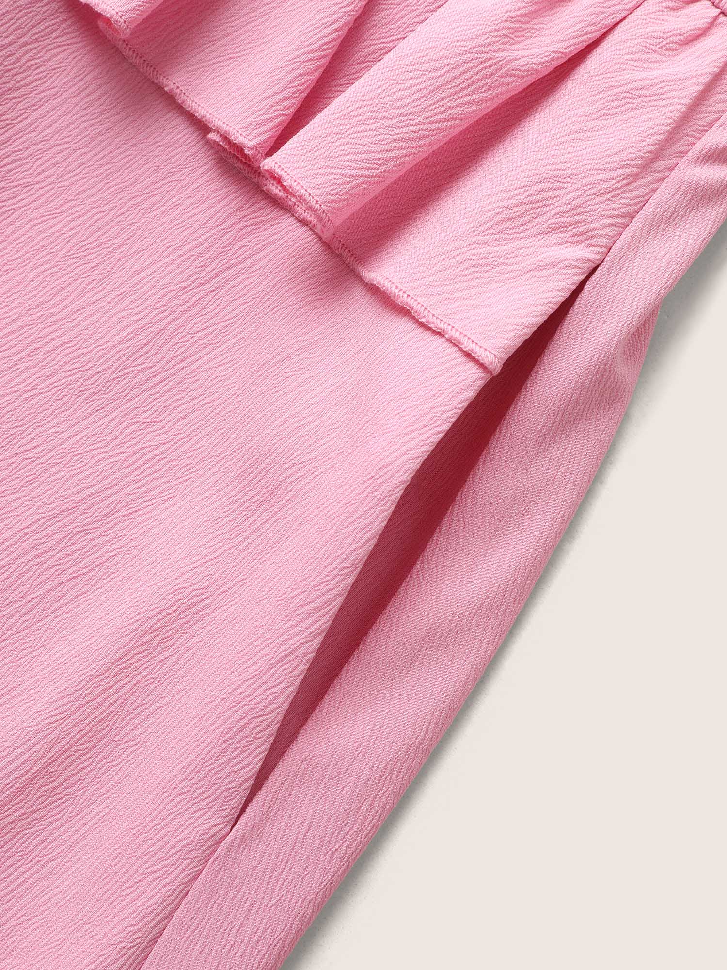 Plain Textured Tie Knot Ruffles Cami Dress