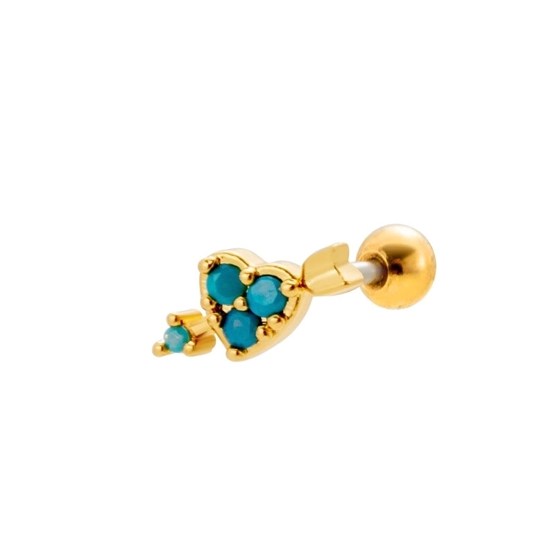 1 Piece Ear Cartilage Rings & Studs Sweet Heart Shape Flower 316L Stainless Steel  Copper Plating Inlay Zircon