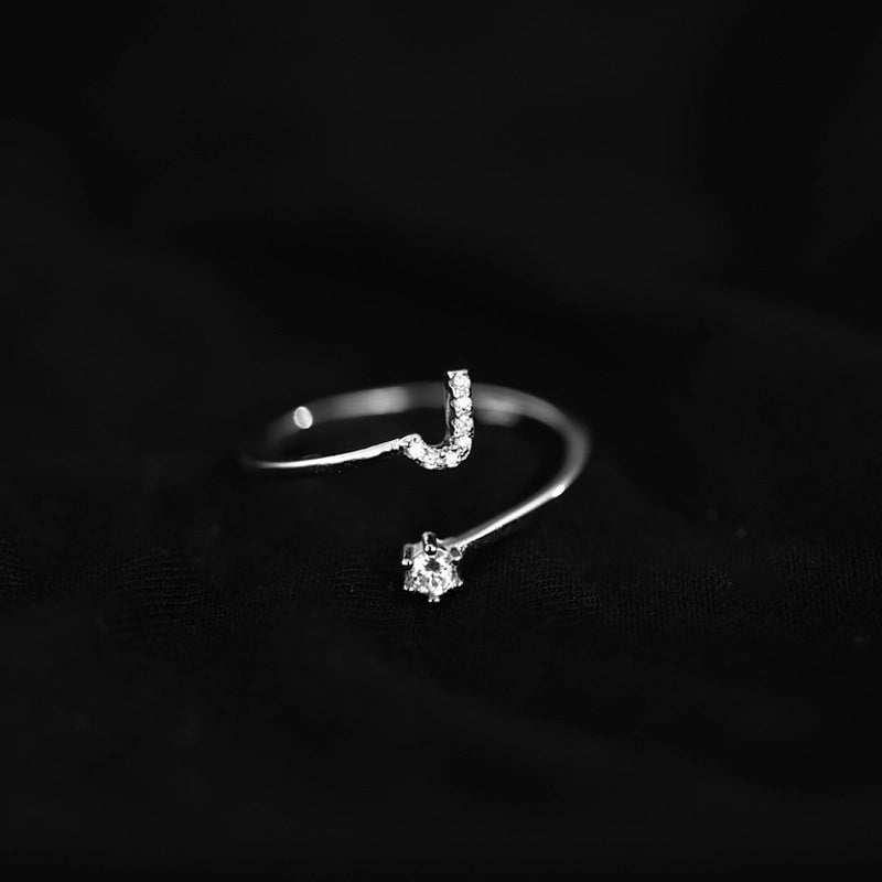 Ig Style Minimalist Letter Copper Plating Inlay Zircon Open Ring
