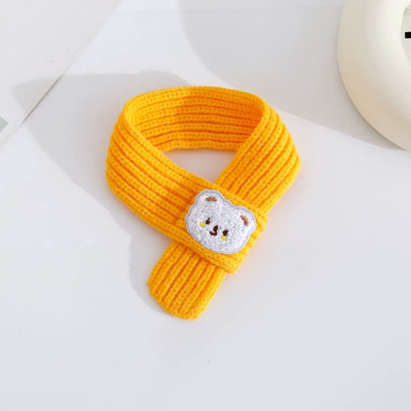Cute Bear Decor Knitted Dog Cat Scarf