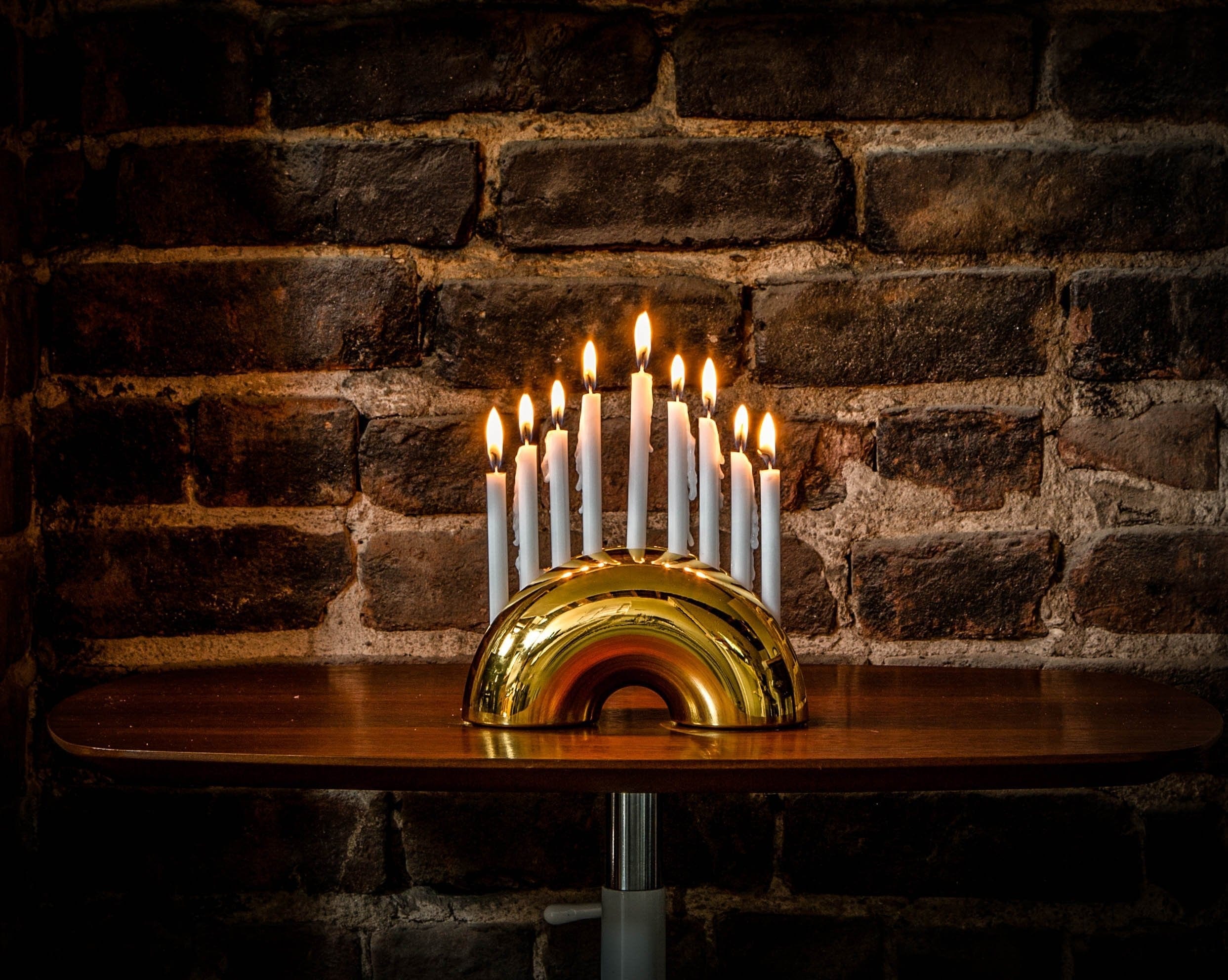 Nosh Menorah - Brass