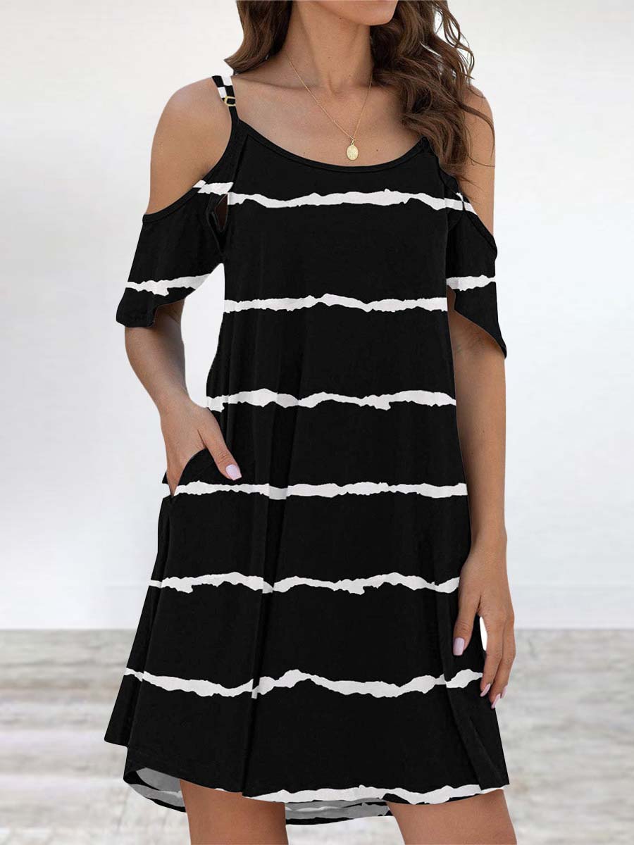 Elegant Print Flounce O Neck Dresses(11 Colors)