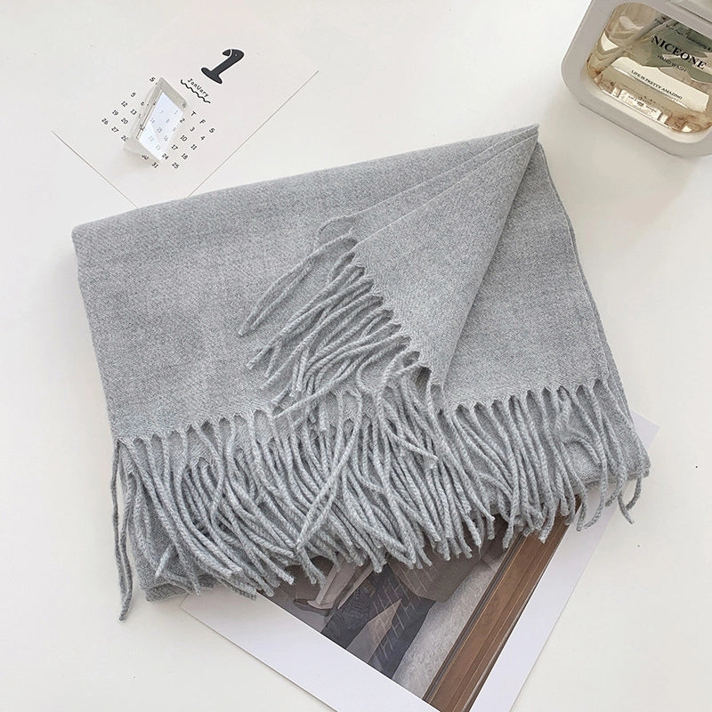 Women's Scarf Winter Versatile Long Solid Color Cashmere-like  Shawl Autumn And Winter Thickened Warm Knitted Scarf Men's Fashion