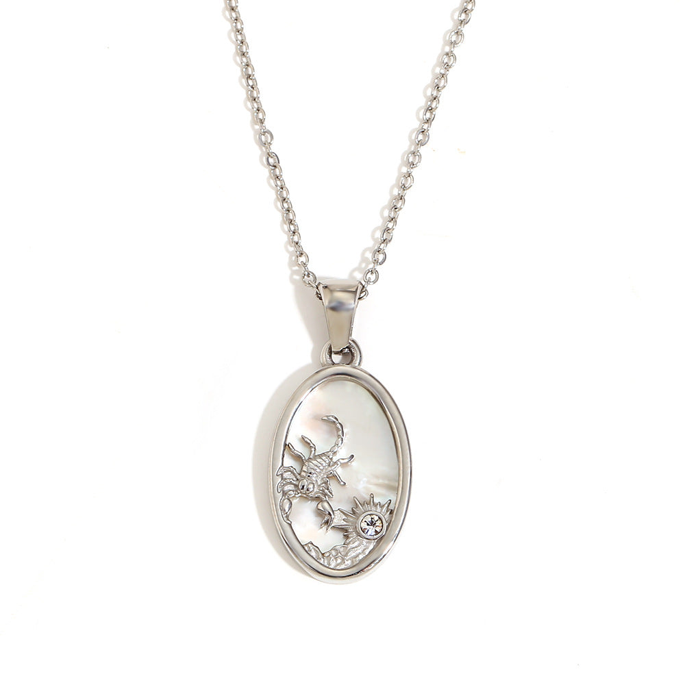 Niche Retro Pendant Stainless Steel 18K Gold Plated Red Agate Love Flower Manta Ray Necklace Female