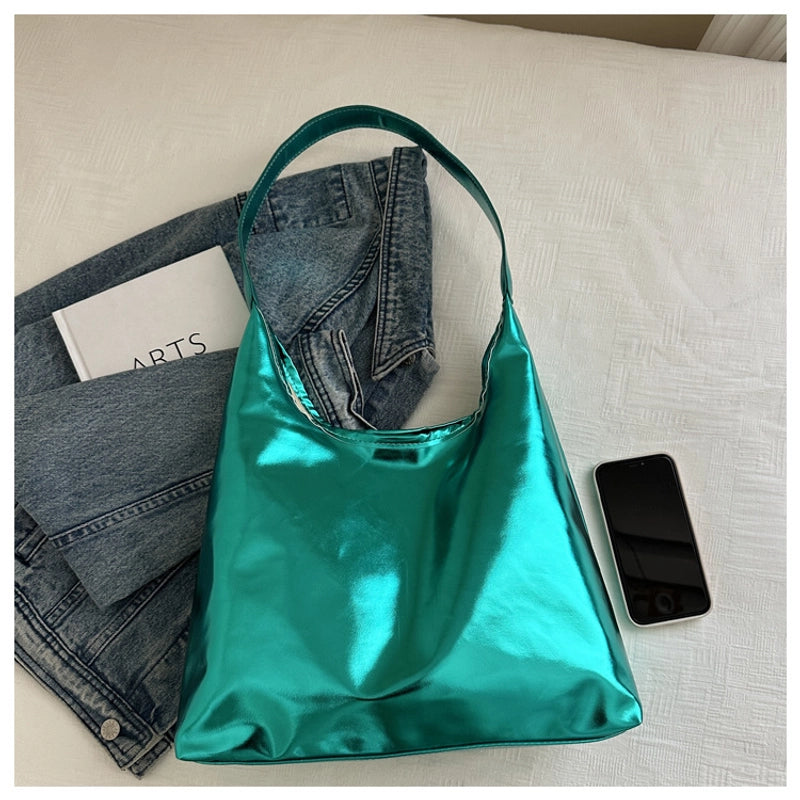 Women's Large Pu Leather Solid Color Streetwear Square Magnetic Buckle Shoulder Bag