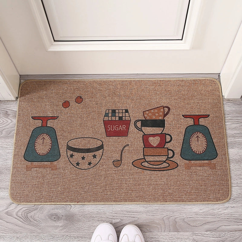 Imitation Saber Hemp Printed Rubber Floor Mat Rubber Bathroom Anti-slip Mat Absorbent Carpet Floor Mat Entrance Door Mat