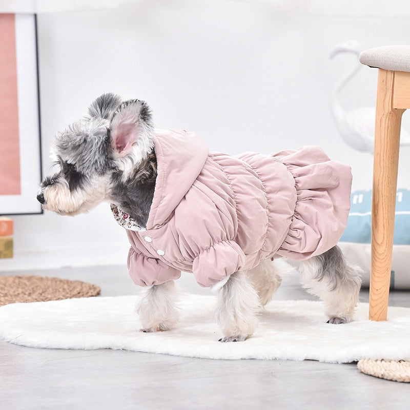 Pet Bear Small Dog Sweater Shiner Teddy Dog Clothes Autumn/winter Two-legged Floral Bubble Dress