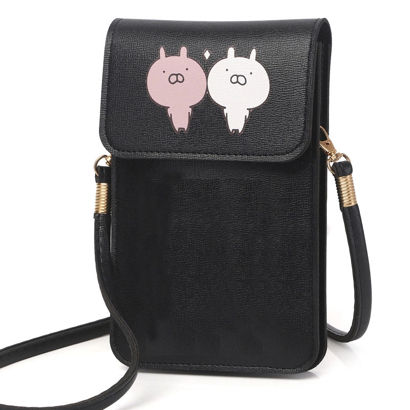 Women's Pu Leather Cartoon Cute Sweet Square Buckle Phone Wallets