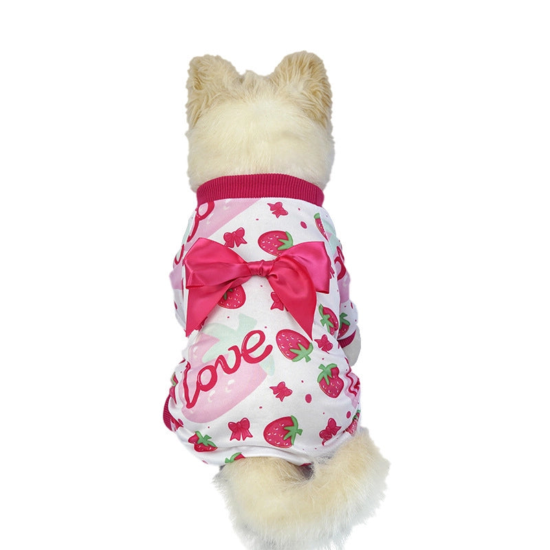 Casual Polyester Valentine'S Day Cherry Strawberry Pet Clothing