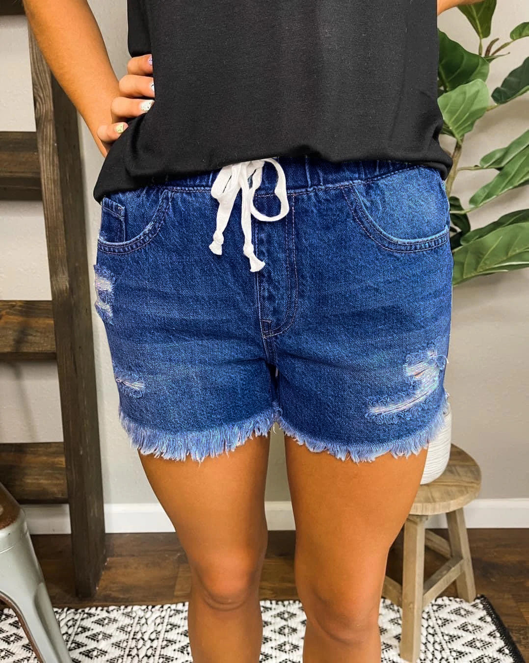 Distressed Jogger Shorts