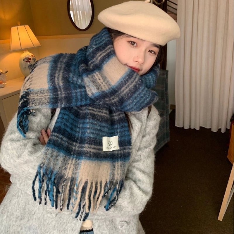 Women's Lady Minimalist Lattice Imitation Cashmere Scarf