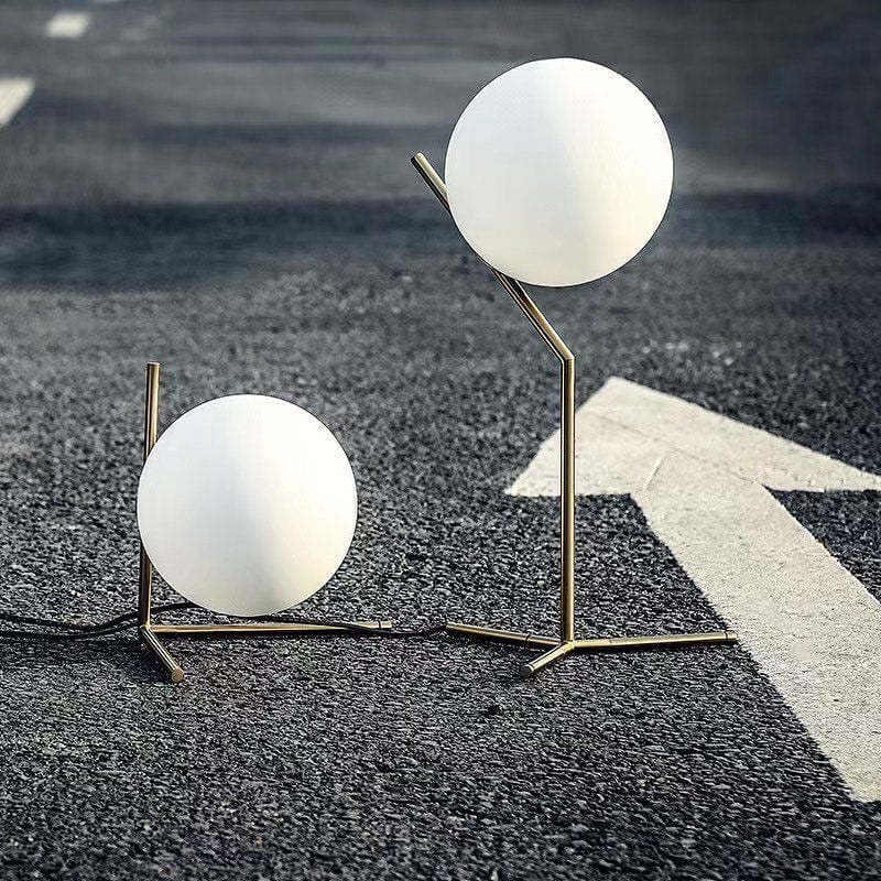 Modern Globe Table Lamp with Brass Stand