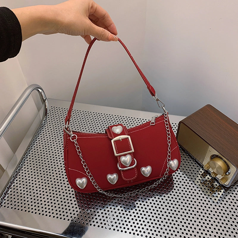 Women's Pu Leather Solid Color Elegant Square Zipper Buckle Shoulder Bag