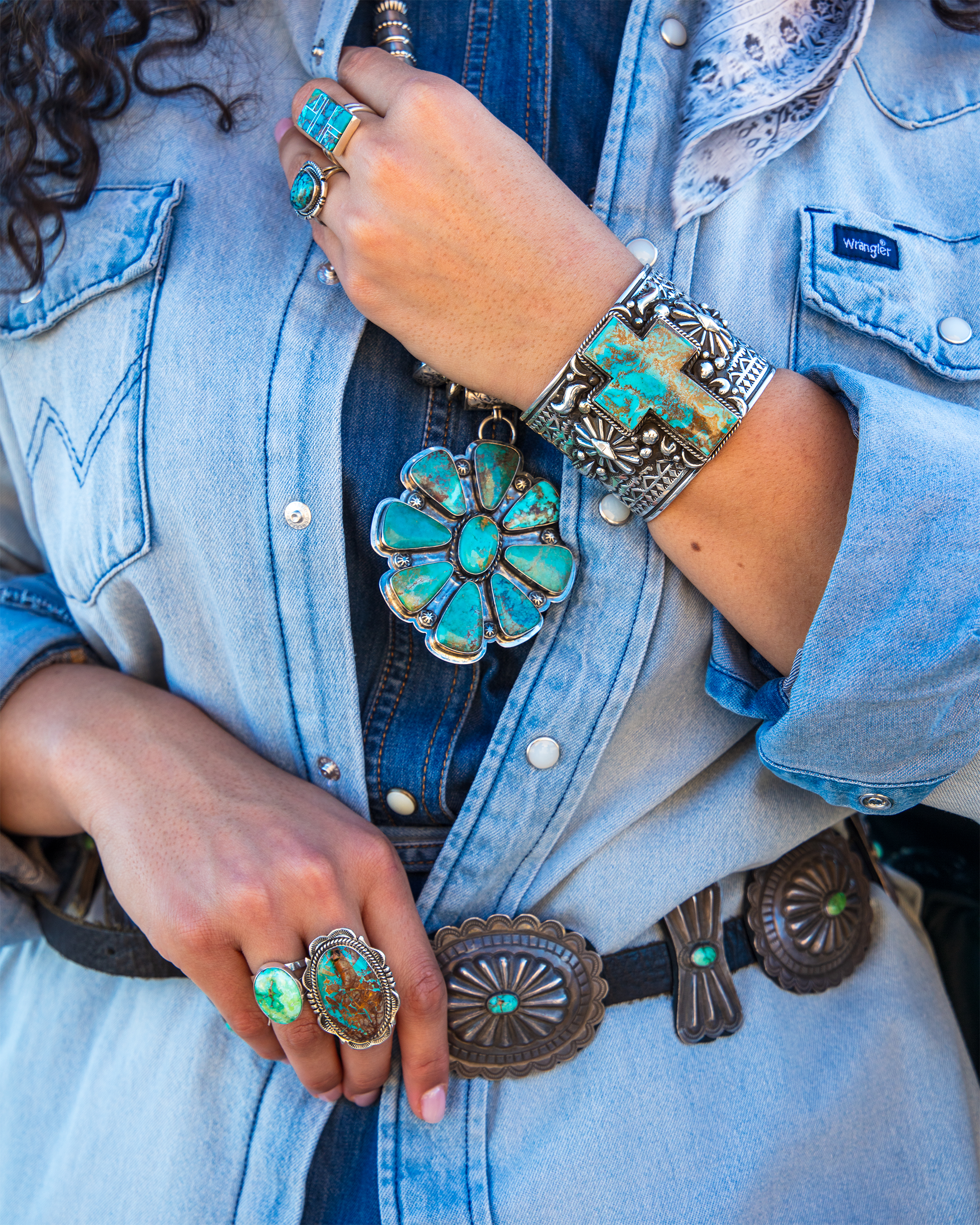 Royston  Cross Tooled and Stamped Silver Cuff