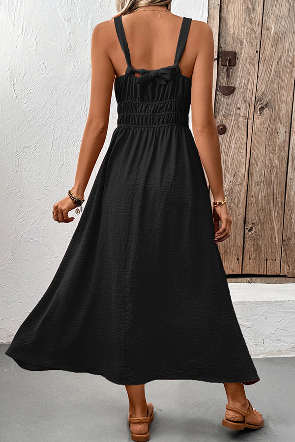 V Neck Solid Color Casual Dress