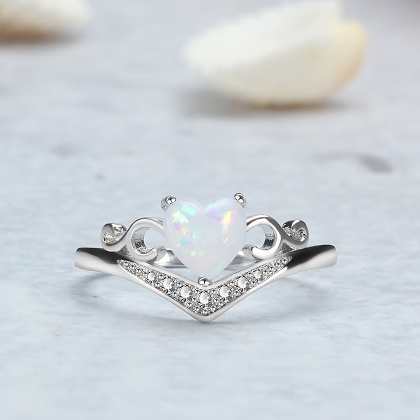 💝Self Love Silver Opal Heart Ring💗