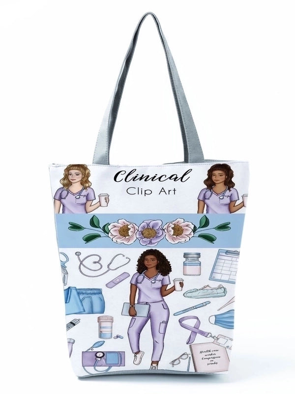 Women's Basic Letter Polyester Shopping Bags