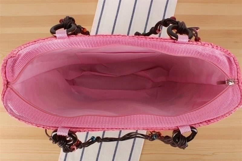 Women's Large Straw Star Cute Vegetable Basket Type Zipper Underarm Bag