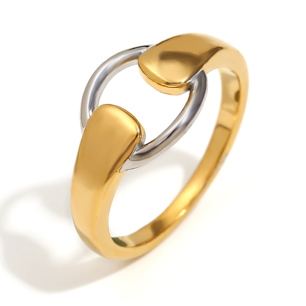 Fashionable Niche Personality Hand Jewelry Stainless Steel Plated 18K Gold Stretch Sports Shape Ring