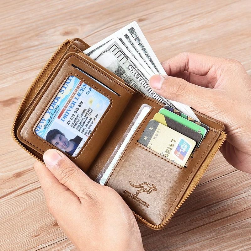 🔥 BIG SALE - 48% OFF 🔥🔥Men Wallet Zipper Genuine Leather Purse ( RFID PROTECTED )