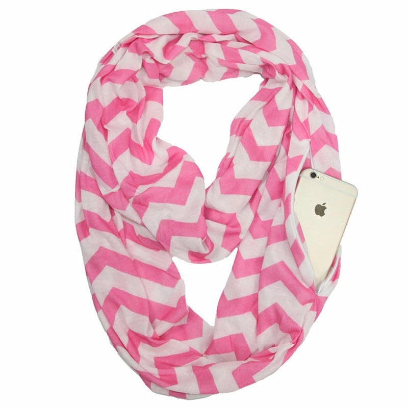 Pocket Scarf Scarf Women Fish Bone Zipper Storage Pocket Scarf Infinity Scarf