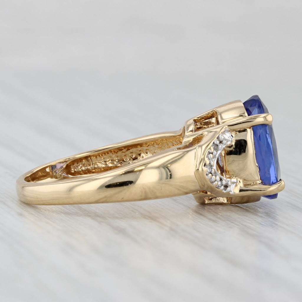 3.22ct Oval Tanzanite Diamond Ring 18k Yellow Gold Size 6.75