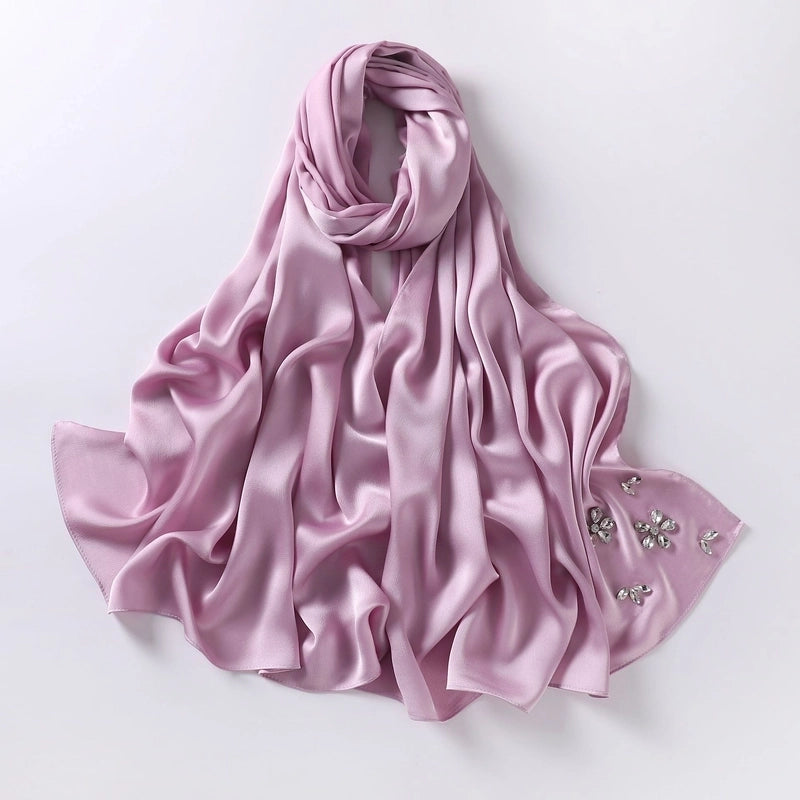 Women's Minimalist Solid Color Flower Chiffon Diamond Kerchief