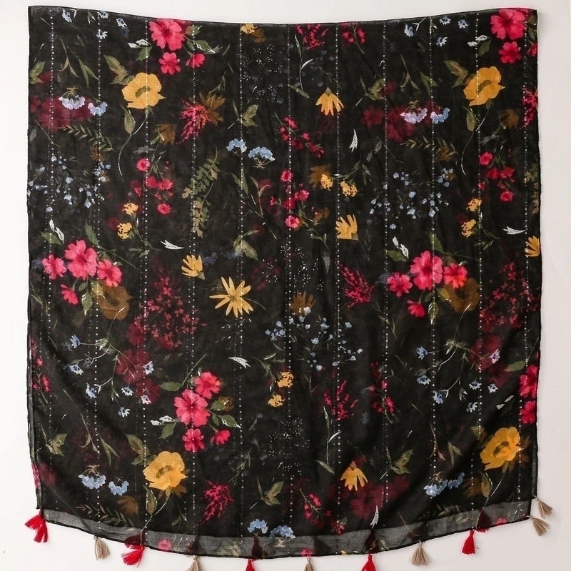 Women's Fashion Flower Voile Polyester Winter Scarves