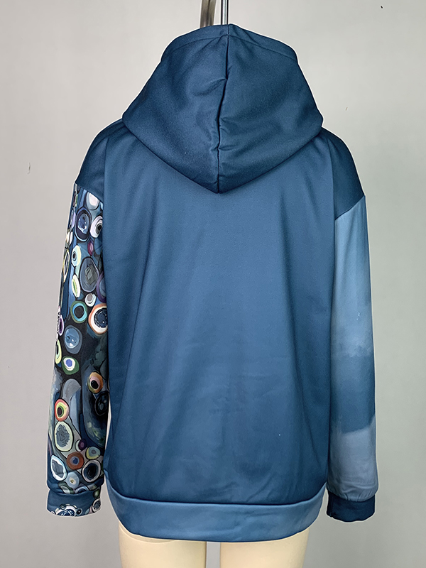 Long Sleeves Printed Hooded Hoodies Tops