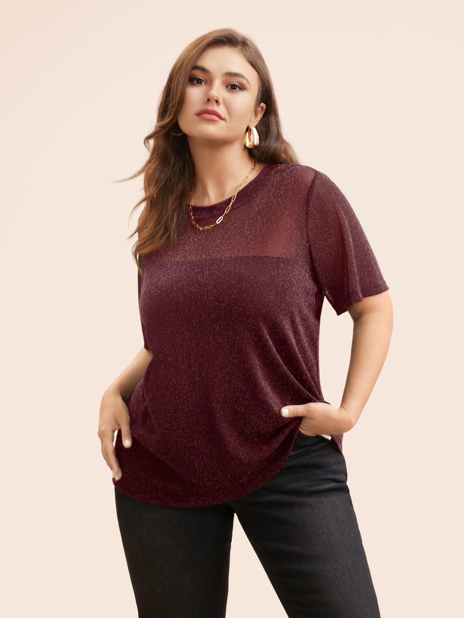 Round Neck Luxe Mesh T-shirt