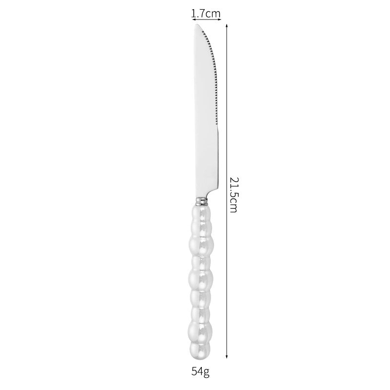 Ceramic Pearl Handle Stainless Steel Knife. Fork And Spoon Creative Light Luxury Western Food Hotel Steak Knife Dessert Spoon Tableware Suit