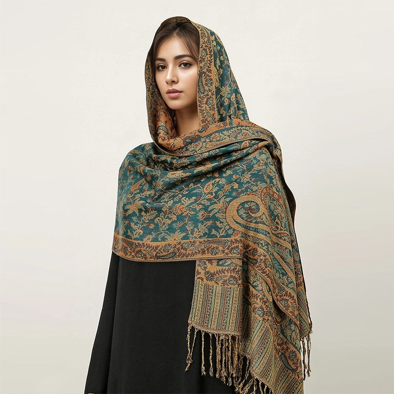 Women's Elegant Geometric Cotton Acrylic Shawl