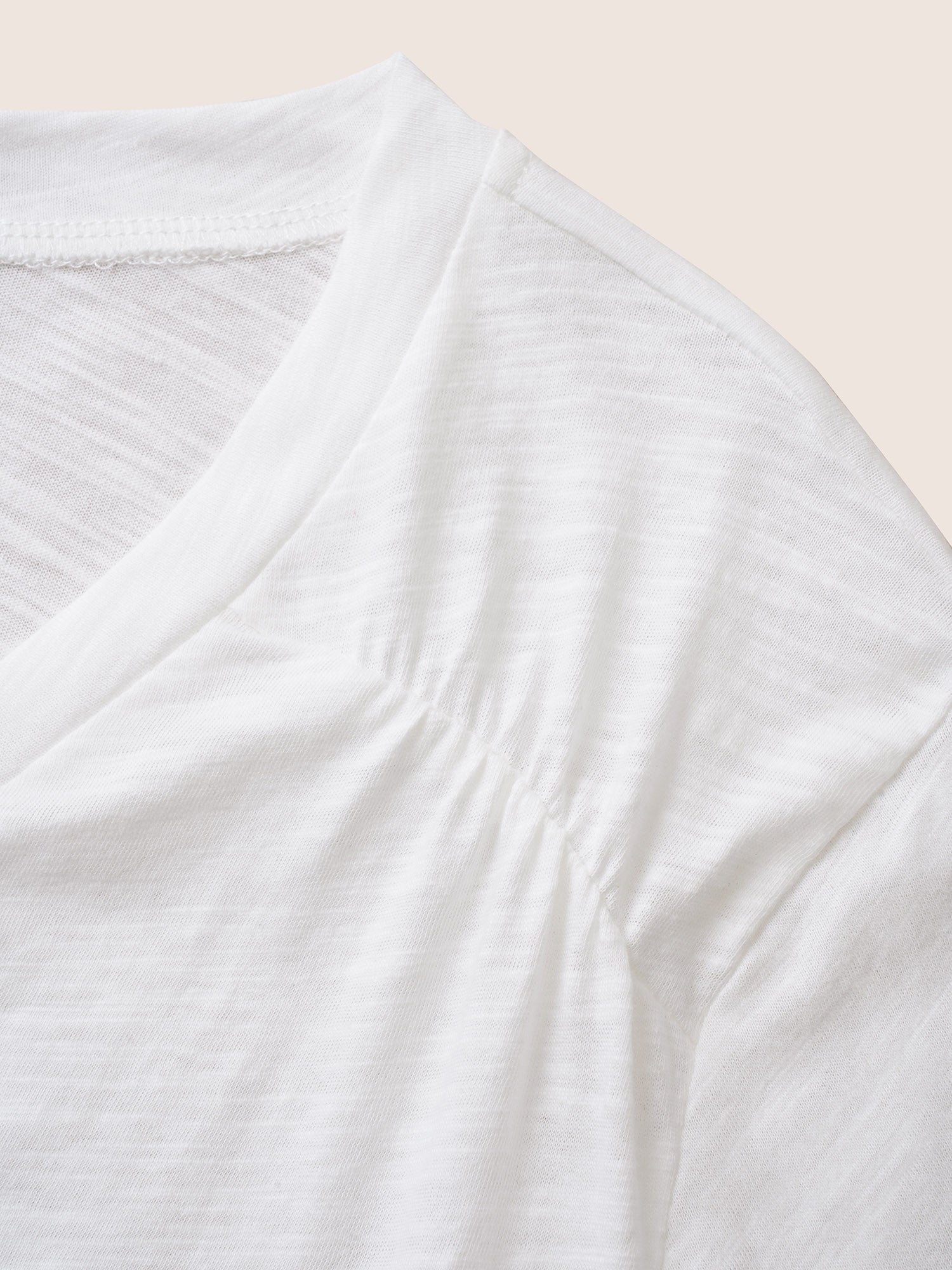 Plain Ruffle Sleeve Heather V Neck T-shirt