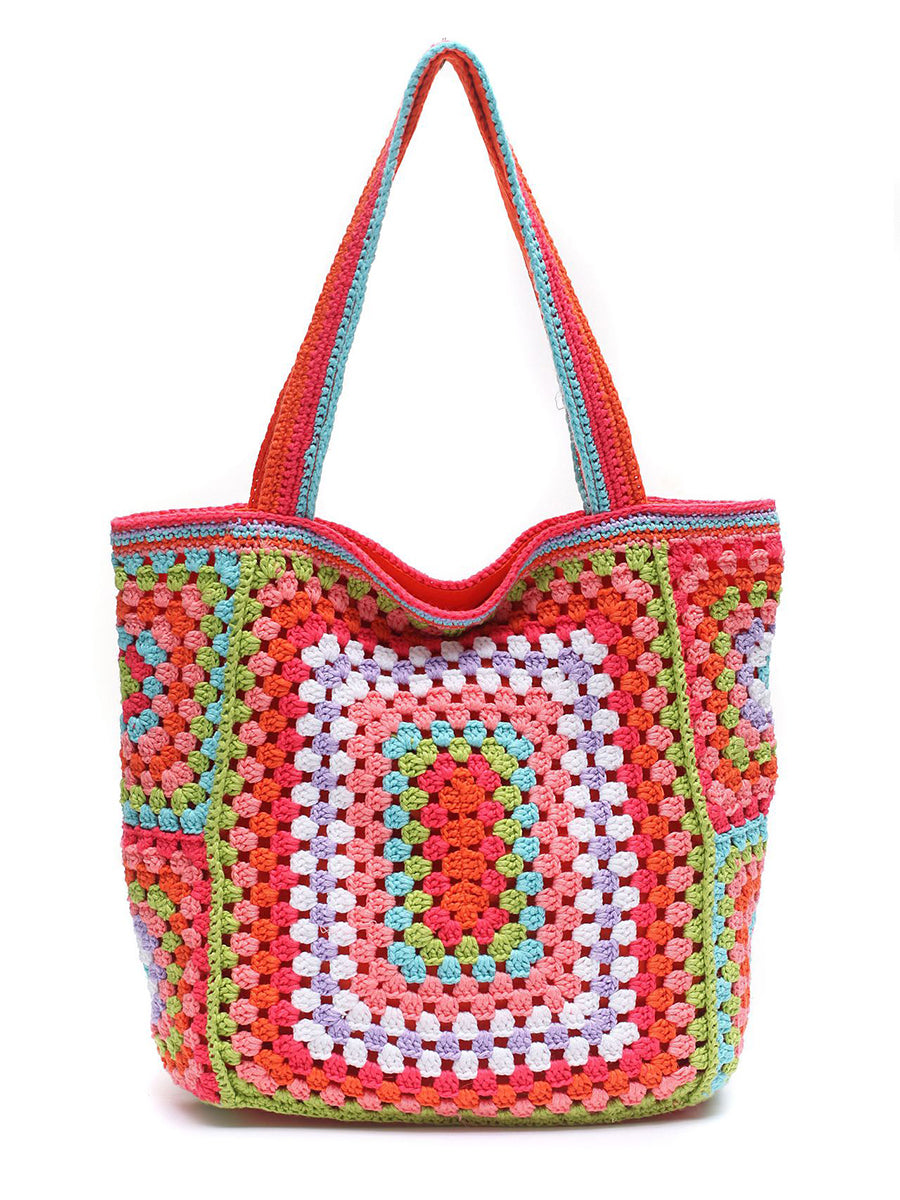 Women Summer Ethnic Knitted Shoulder Bag