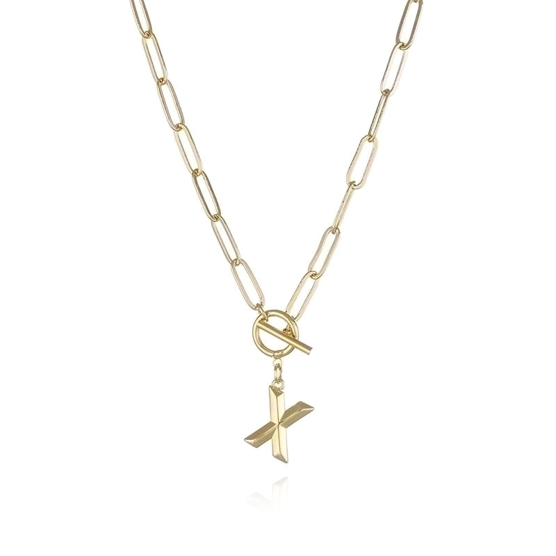 Copper 14K Gold Plated Fashion Plating Letter Pendant Necklace