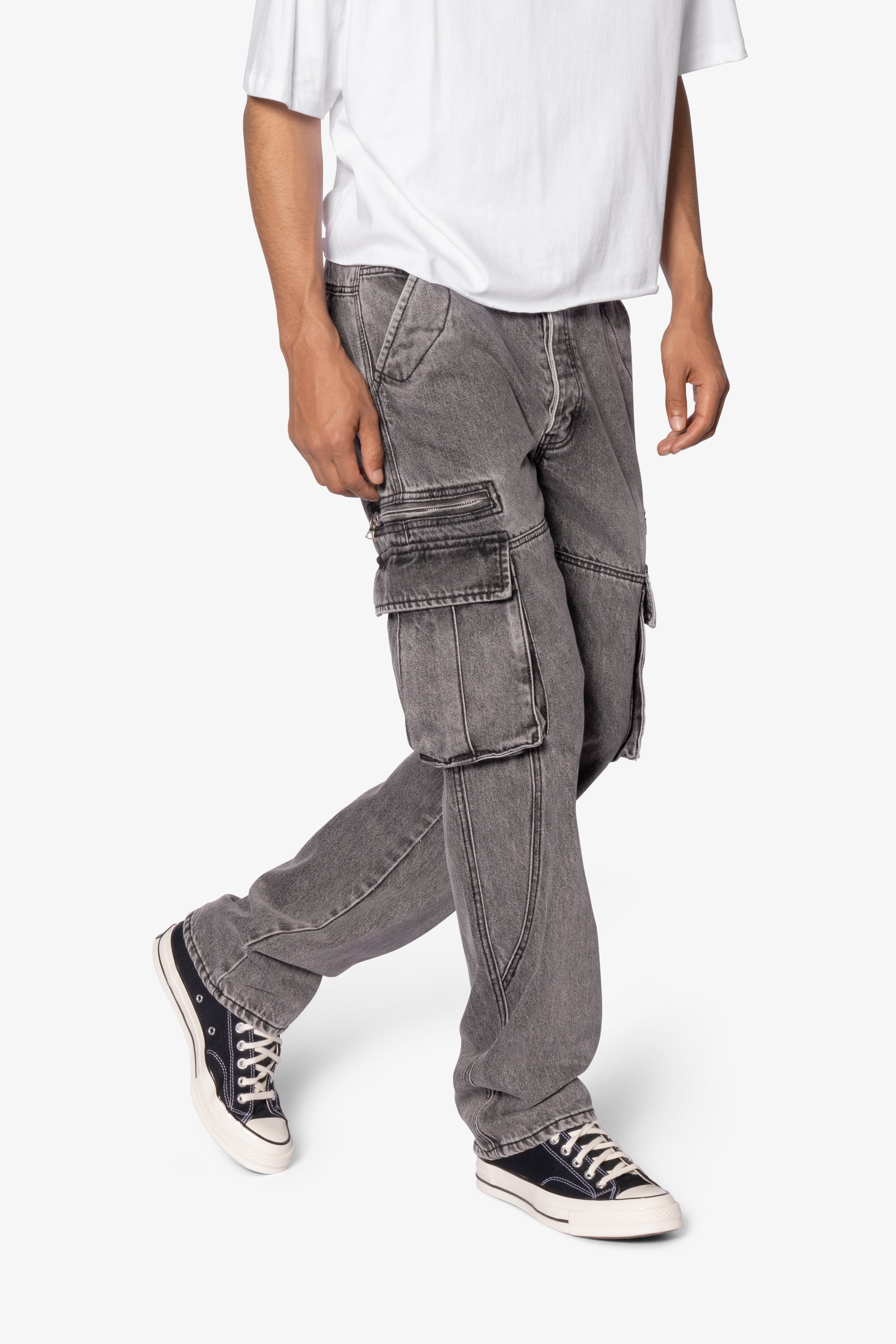 V652 Owl Grey Cargo Pants - Grey