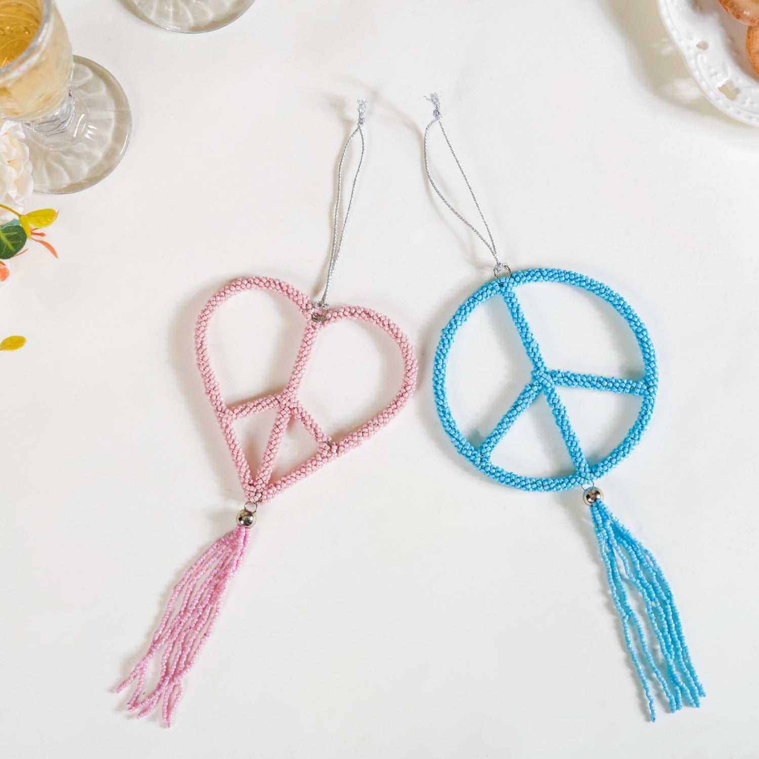 Beaded Christmas Ornament Set of 2