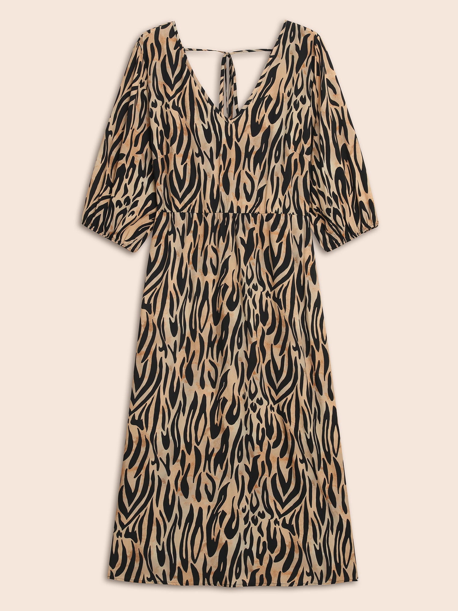 Leopard Print Tie Knot Lantern Sleeve Dress