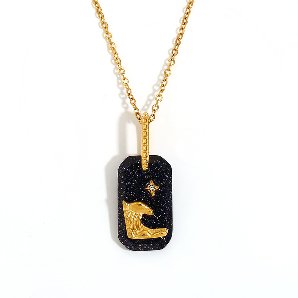 Niche Retro Pendant Stainless Steel 18K Gold Plated Red Agate Love Flower Manta Ray Necklace Female